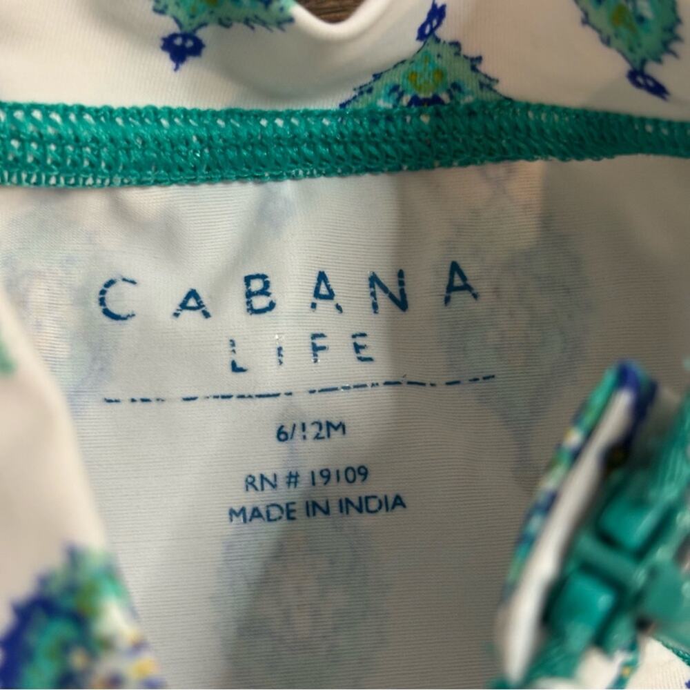 Cabana Life Rash Guard Bikini Set White Green Print 6-12 Months - Picture 10 of 10